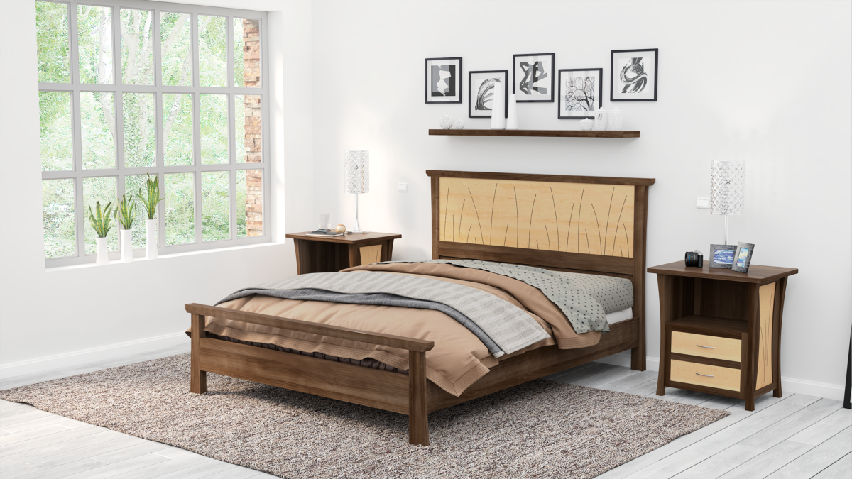 "Prairie" Bed Frame With Quilt Rail - Walnut - Image 3