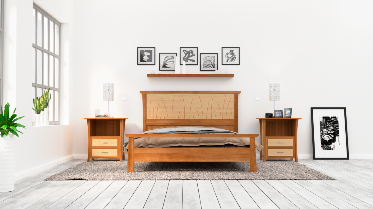 "Prairie" Bed Frame With Quilt Rail - Cherry